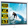 72 Inch 4:3 HD Projection Screen Manual Pull Down - Wrinkle-Free