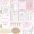 426 Pcs Pink Bow Baby Shower Games Set - 8 Games Party Kit