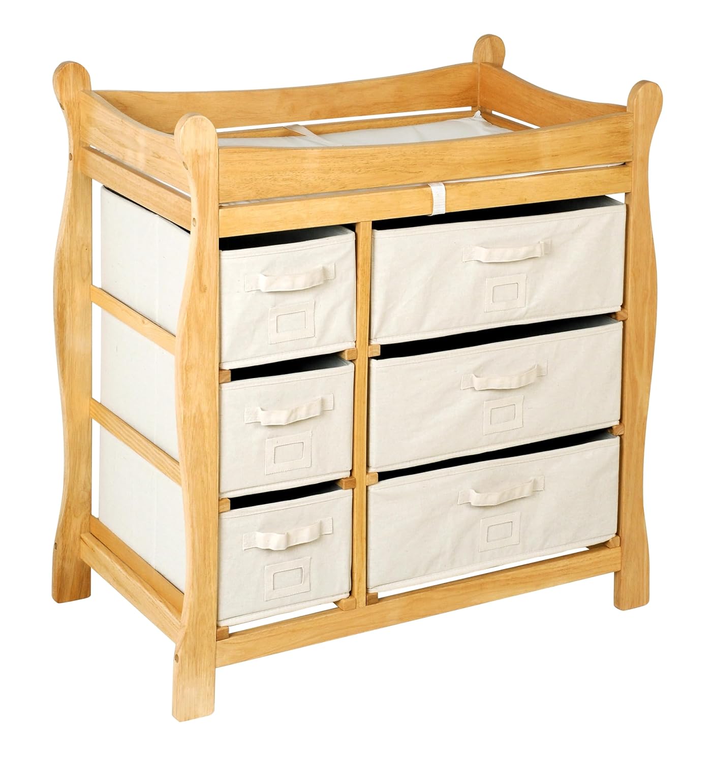 Badger Basket Sleigh Style Baby Changing Table with Storage Baskets