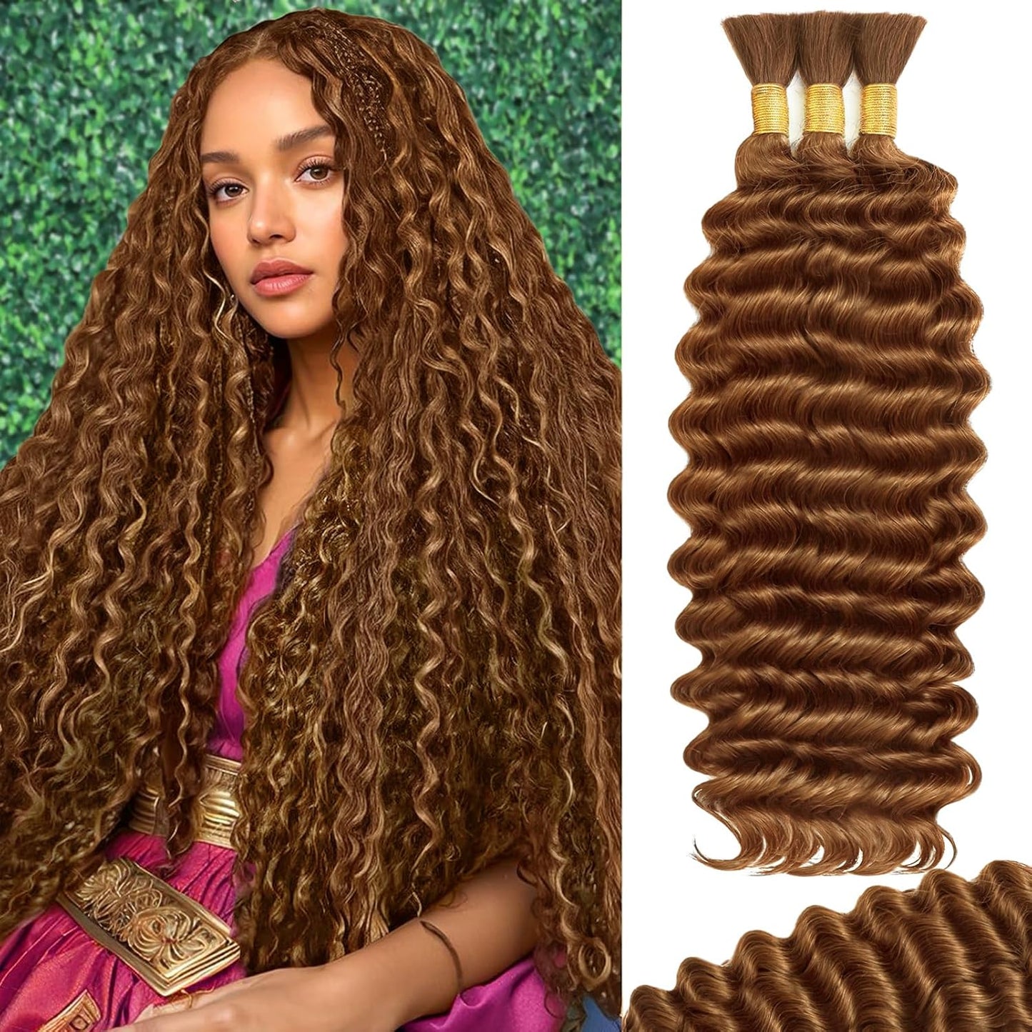 Human Braiding Hair for Boho Braids 18 Inch 120g Deep Wave