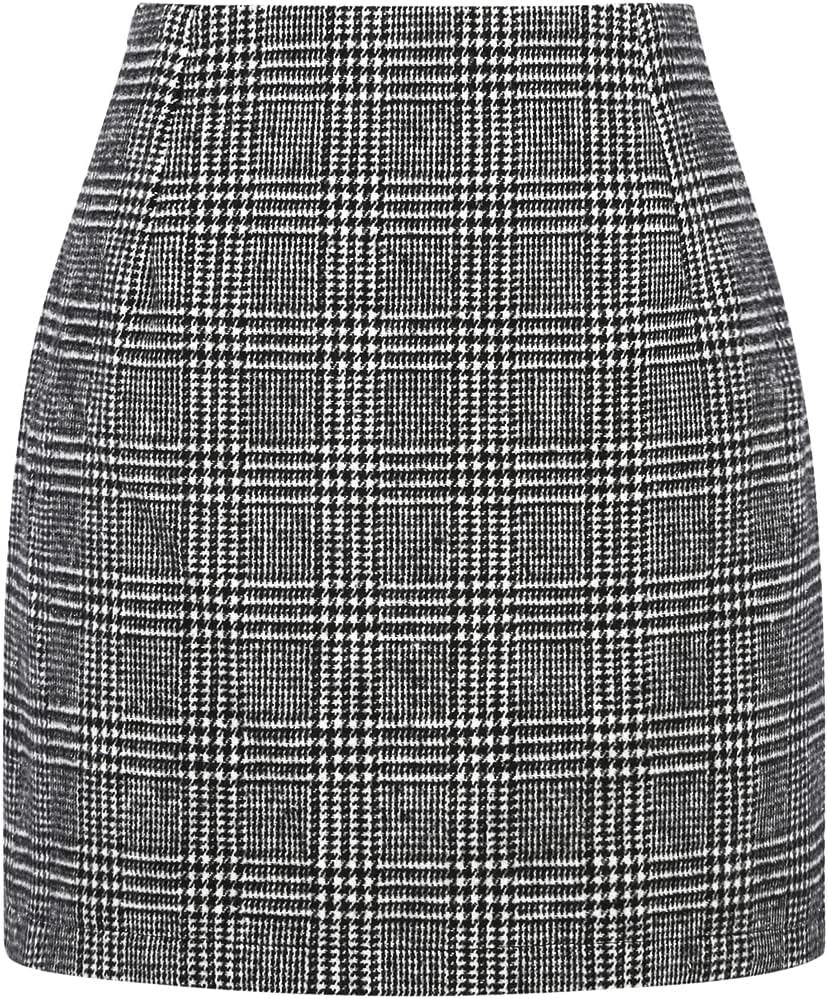 IDEALSANXUN Womens High Waist Plaid Skirt for Stylish Looks