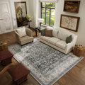 Machine Washable Rugs for Living Room 5x7 - Low Pile Vintage Boho