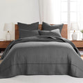 Cross Stitch Reversible King Bedspread Set - Oversized Charcoal