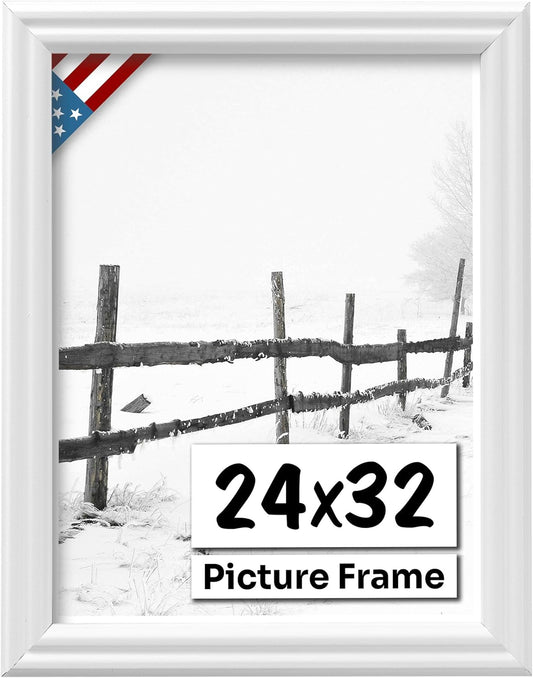 White 24x32 Picture Frame with UV-Blocking Plexiglass for Art