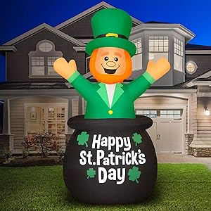 5ft St Patricks Day Inflatable Leprechaun in Pot of Gold