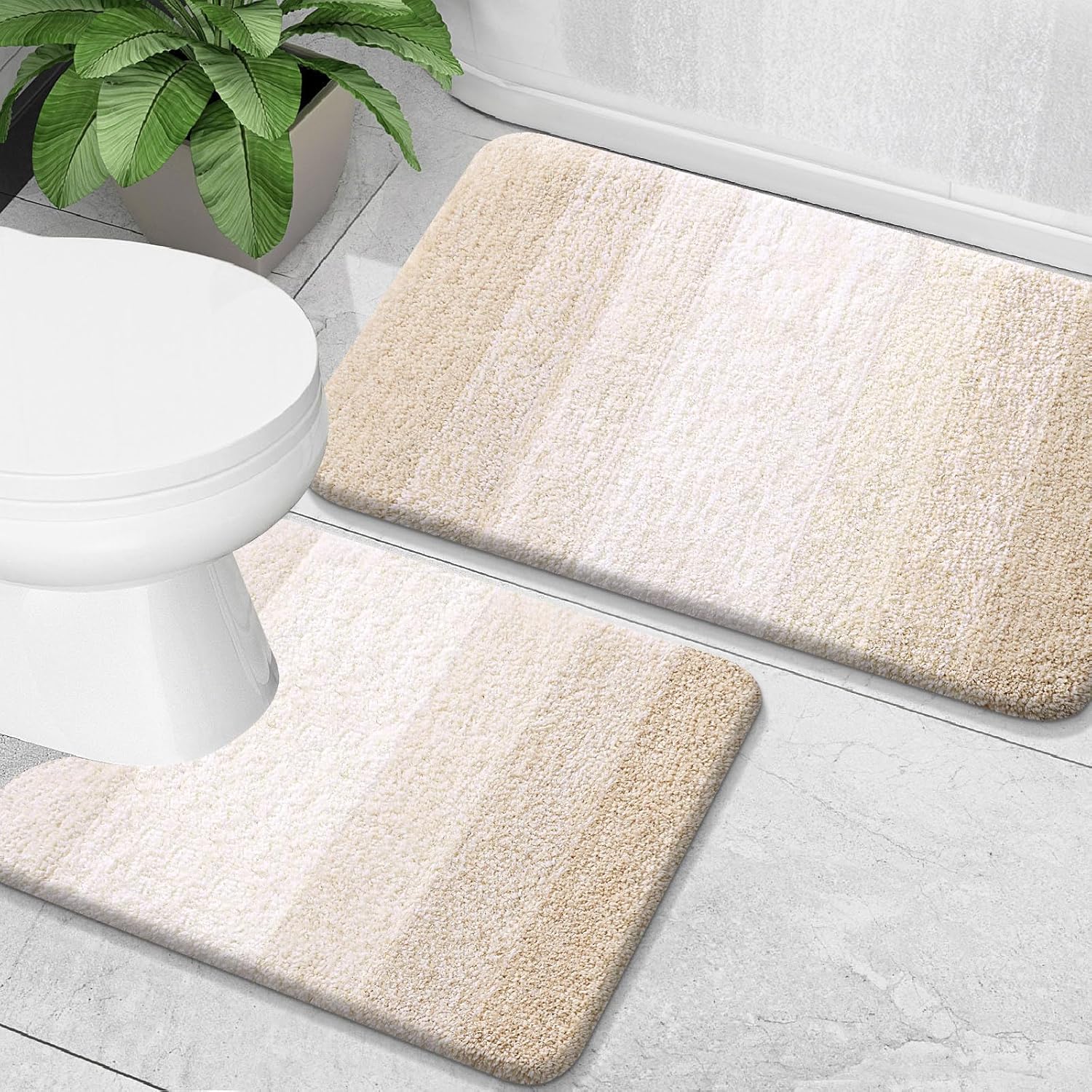 OLANLY Bathroom Rug Set - Soft Absorbent Microfiber Mats