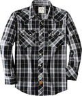 Pearl Snap Shirt for Men Long Sleeve Lightweight Western Plaid