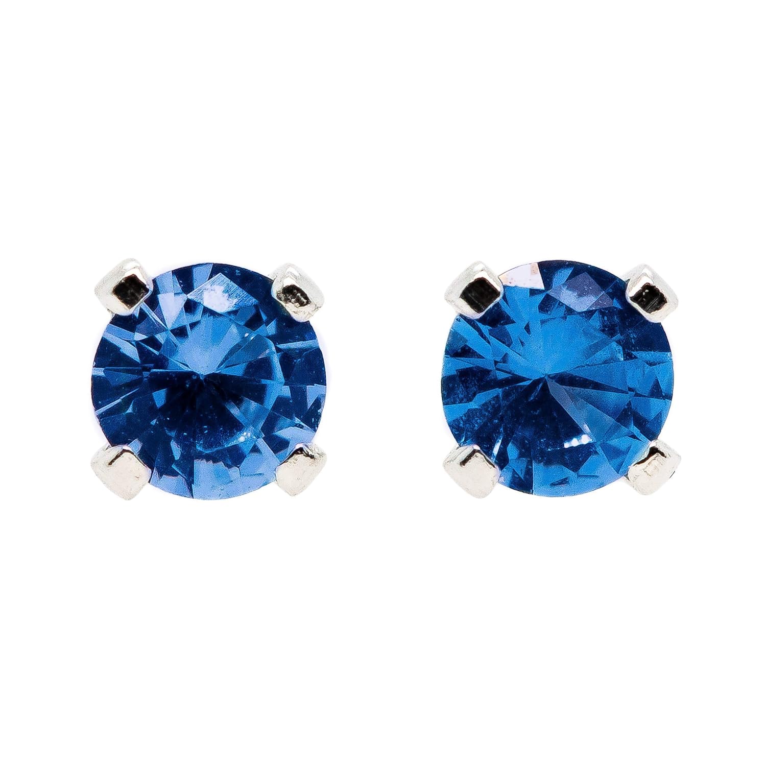 Tiny Birthstone Gemstone Post Stud Earrings in Sterling Silver