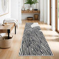 Modern Hallway Runner Rug 2x6 - Soft Black and White Stripes