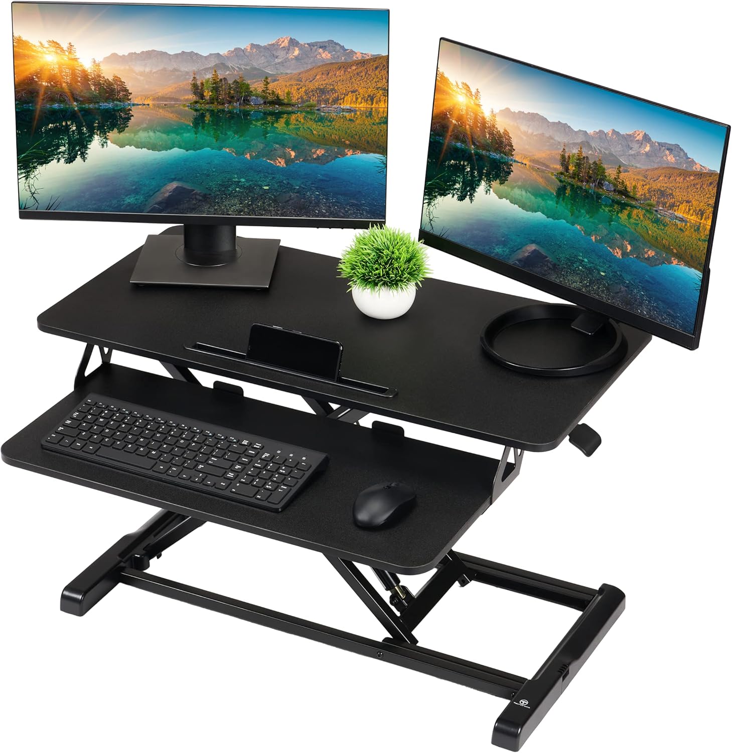 TechOrbits 32 Standing Desk Converter - Ergonomic Dual Monitor Riser