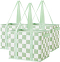 Checkered Reusable Grocery Bags Heavy Duty 3 Pack for Shopping