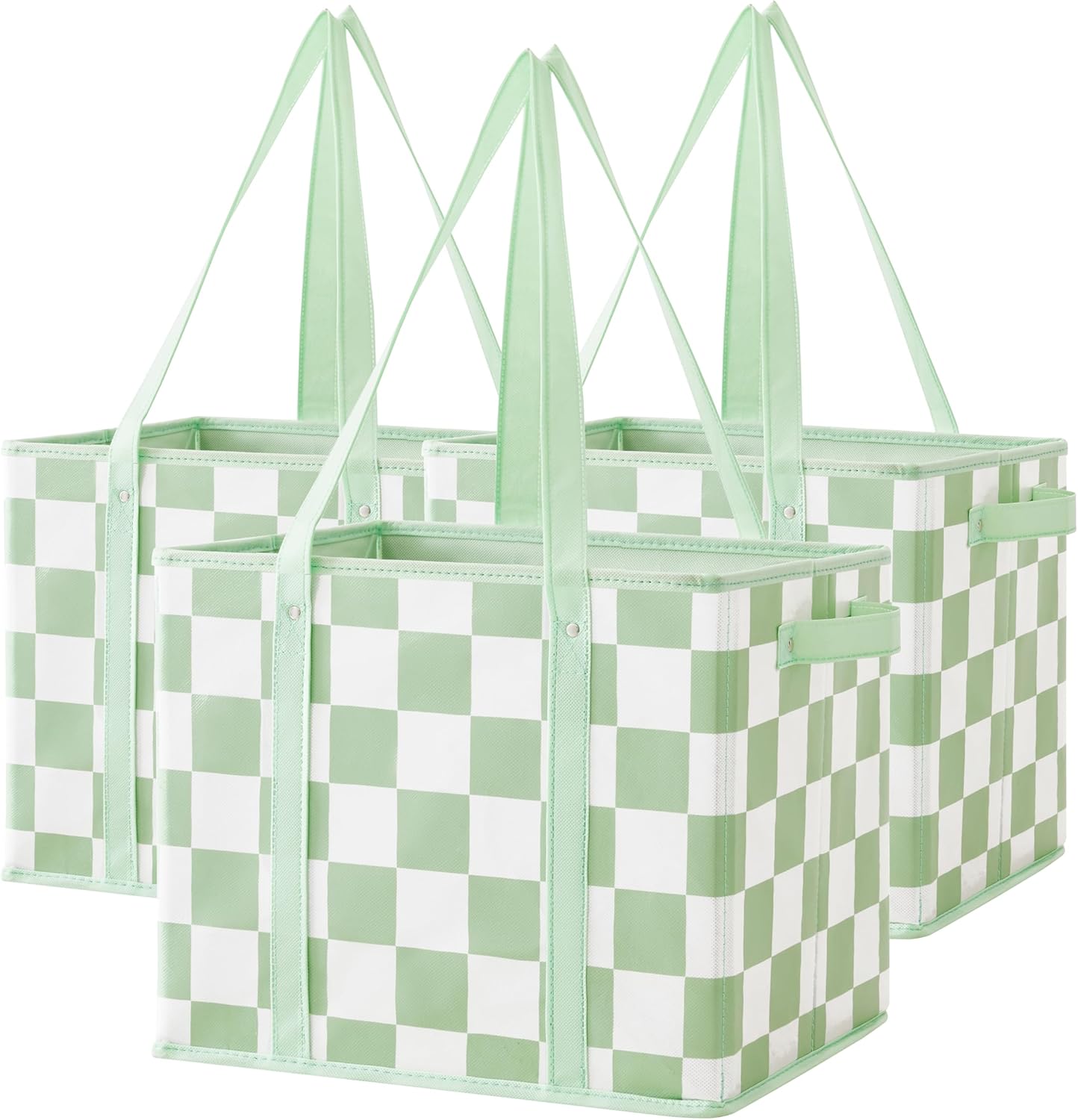 Checkered Reusable Grocery Bags Heavy Duty 3 Pack for Shopping