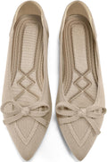Ablanczoom Ballet Flats Shoes for Women - Dressy Pointed Toe Knit Bow