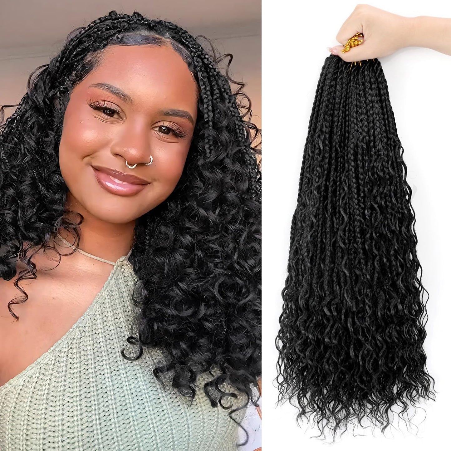 Boho Crochet Braids Human Hair Mixed 12 Inch Goddess Box Braids