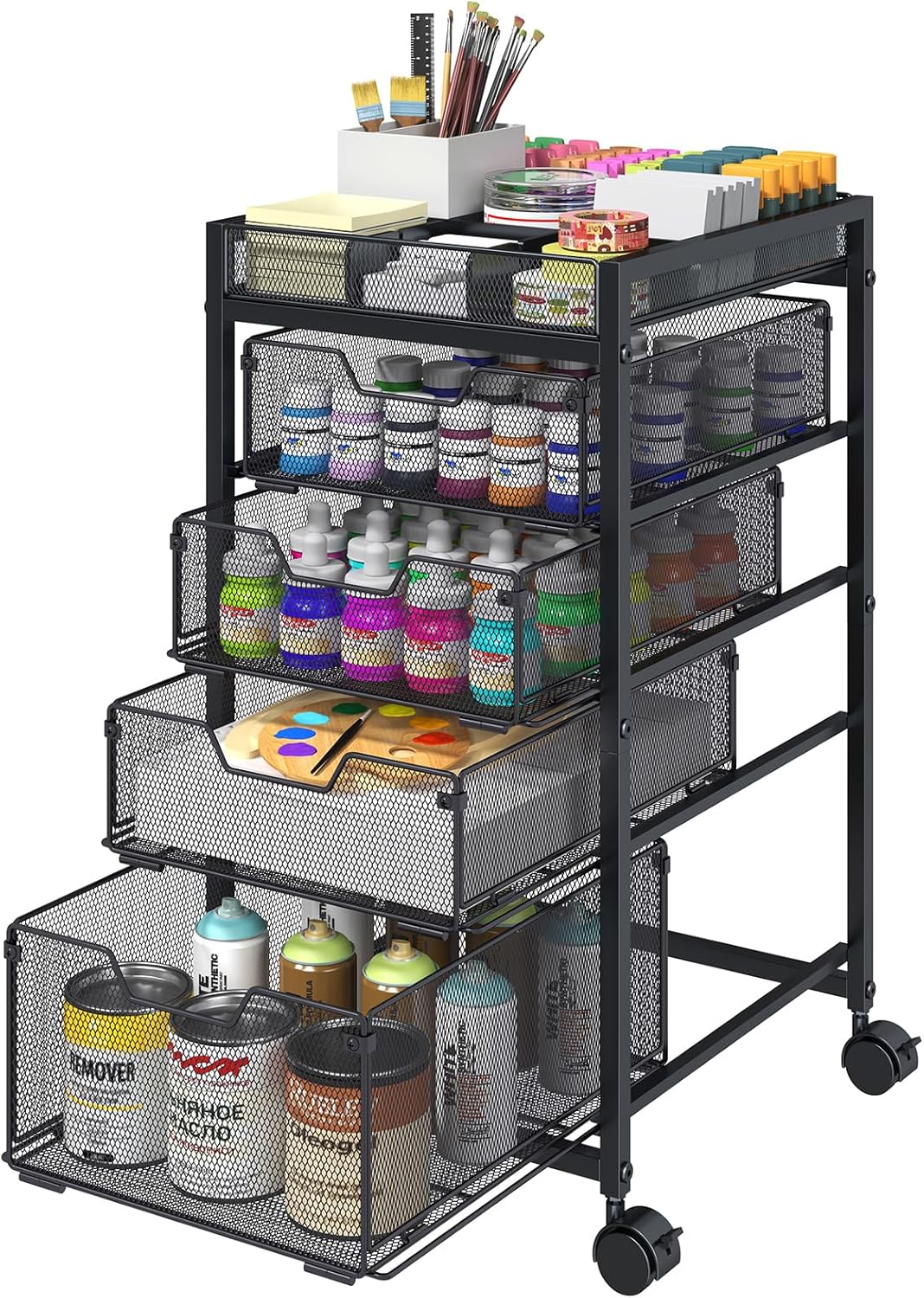 Rolling Utility Cart with 4 Drawers for Craft and Art Supplies