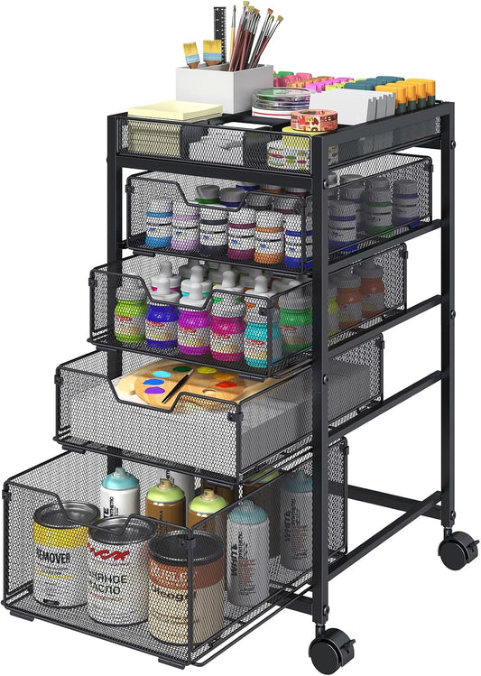 Rolling Utility Cart with 4 Drawers for Craft and Art Supplies