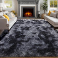 Dark Grey Large Area Rug 8x10 - Plush Shaggy Living Room Carpet
