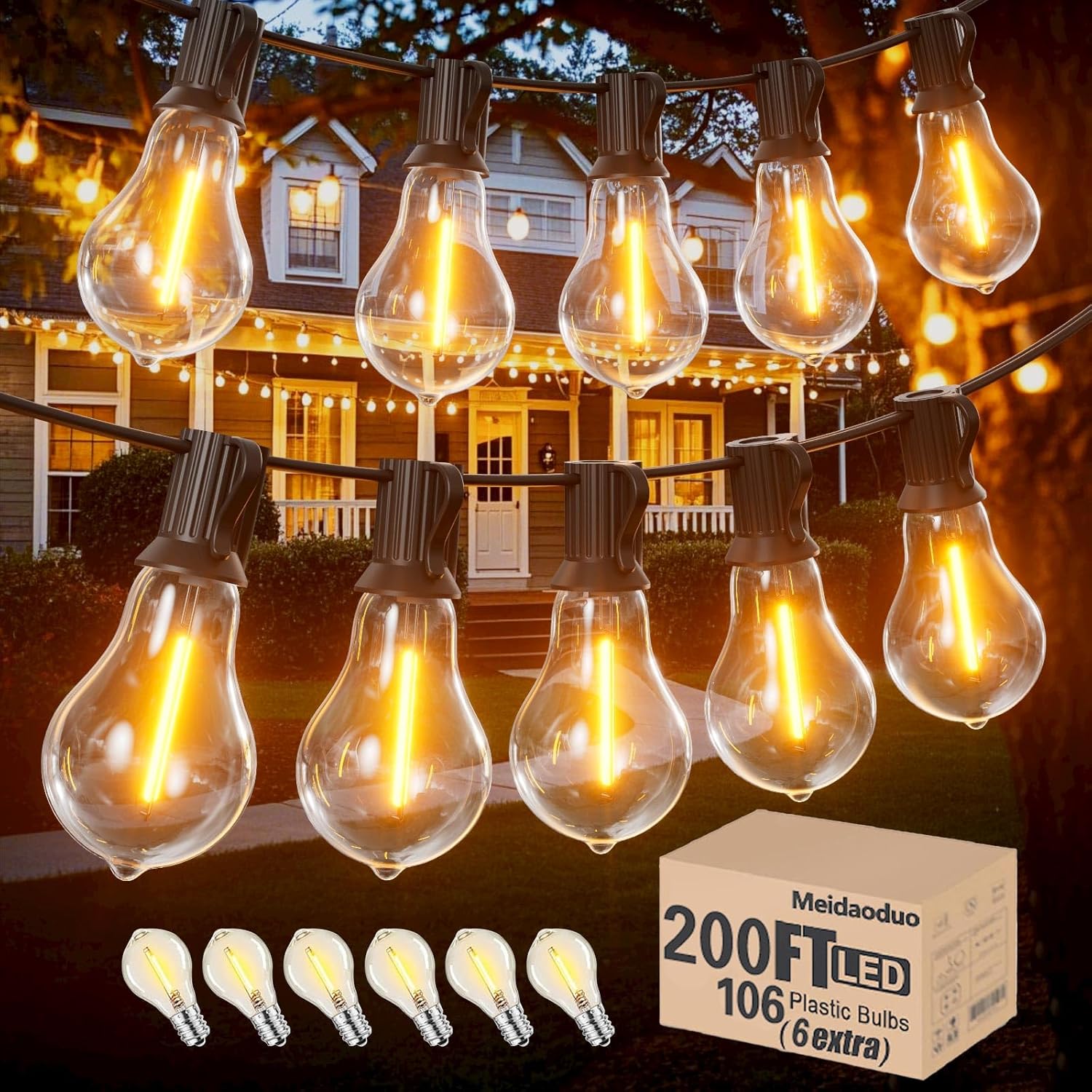 200 FT Outdoor String Lights Waterproof for Cozy Ambiance