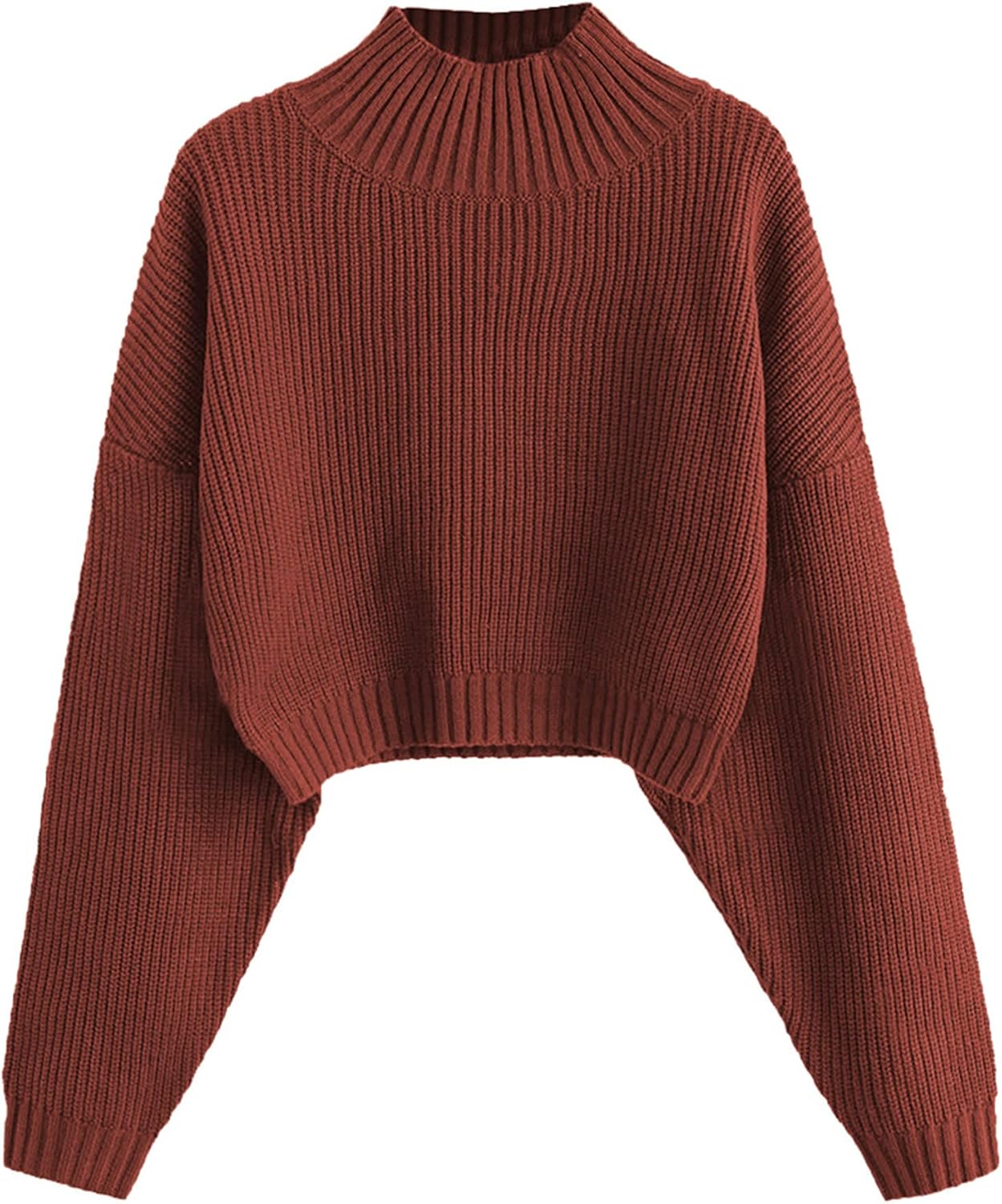 Cropped Turtleneck Sweater for Women - Stylish Lantern Sleeve Knit
