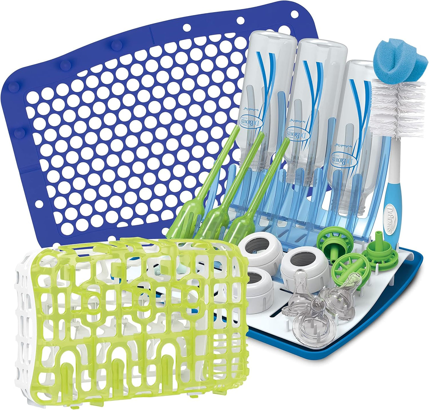 Dr. Brown's Baby Bottle Drying Rack with Dishwasher Basket & Bag