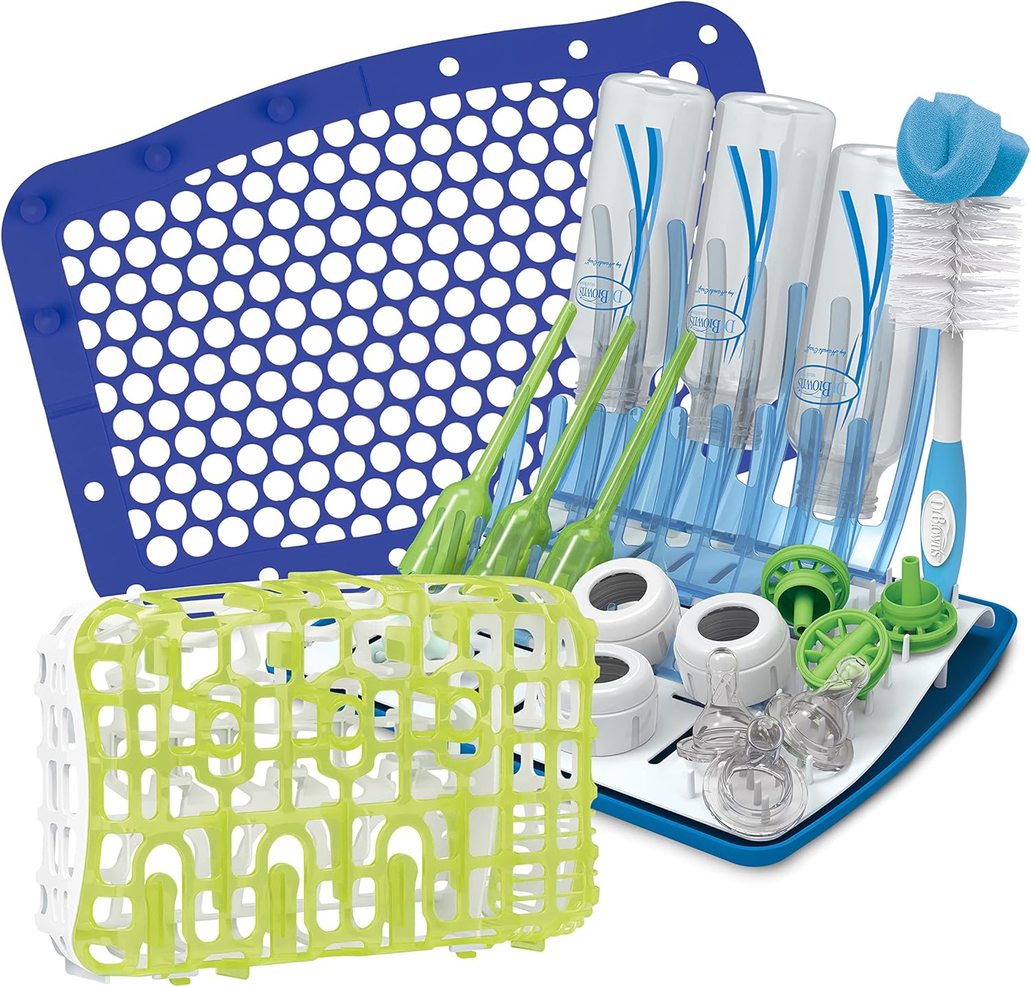Dr. Brown's Baby Bottle Drying Rack with Dishwasher Basket & Bag