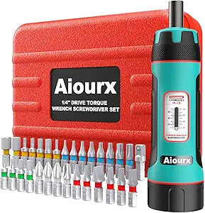 Aiourx 1/4 Drive Torque Screwdriver Wrench Set for Precision