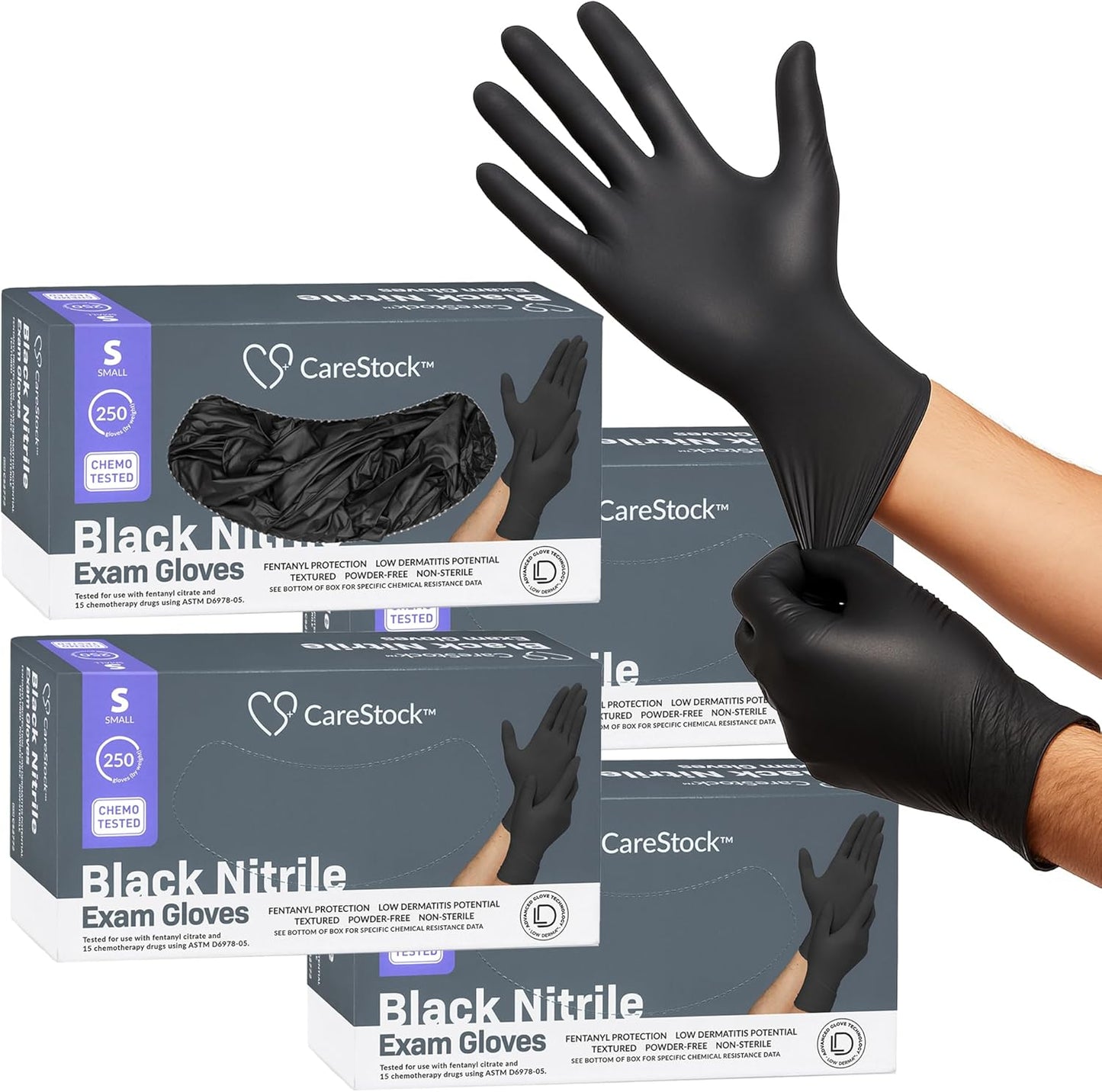 CareStock Black Nitrile Gloves Small - 2500 Count for All Uses