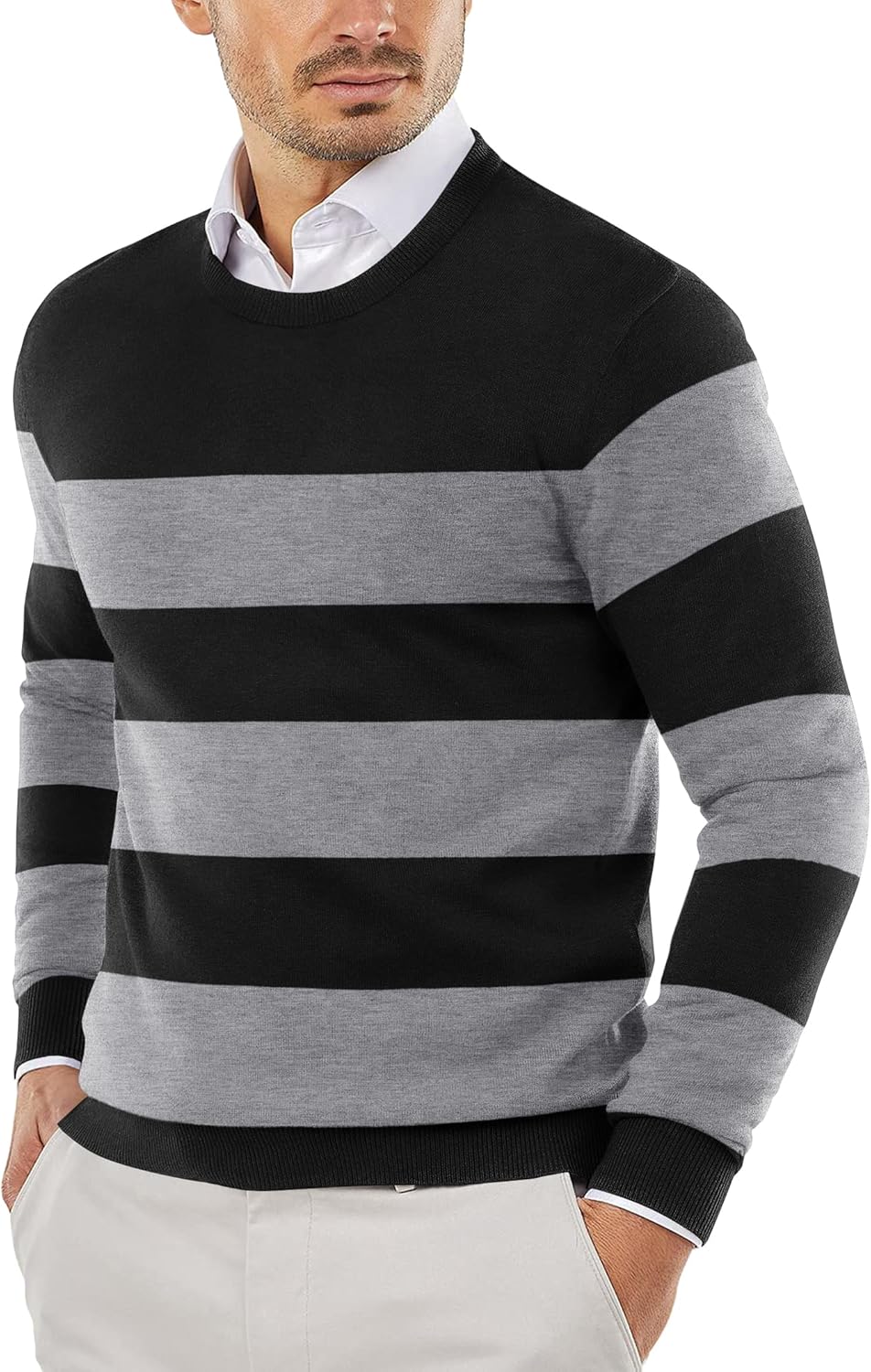 COOFANDY Men's Crew Neck Sweater for Casual and Dressy Wear
