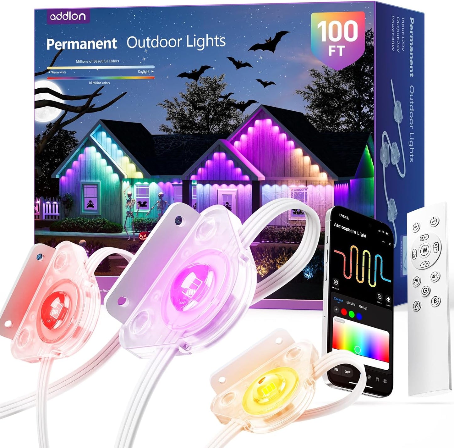 addlon 100FT Permanent Outdoor Lights for Holiday Decor