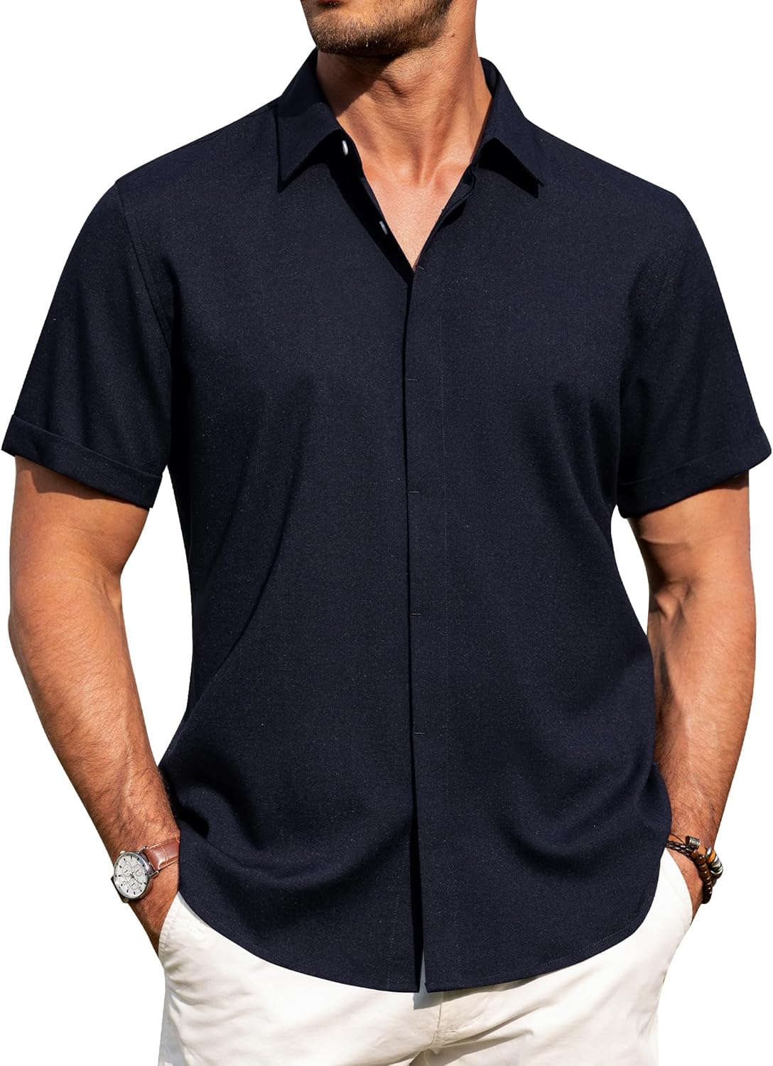 J.VER Men's Linen Shirts for Casual Summer Beach Weddings