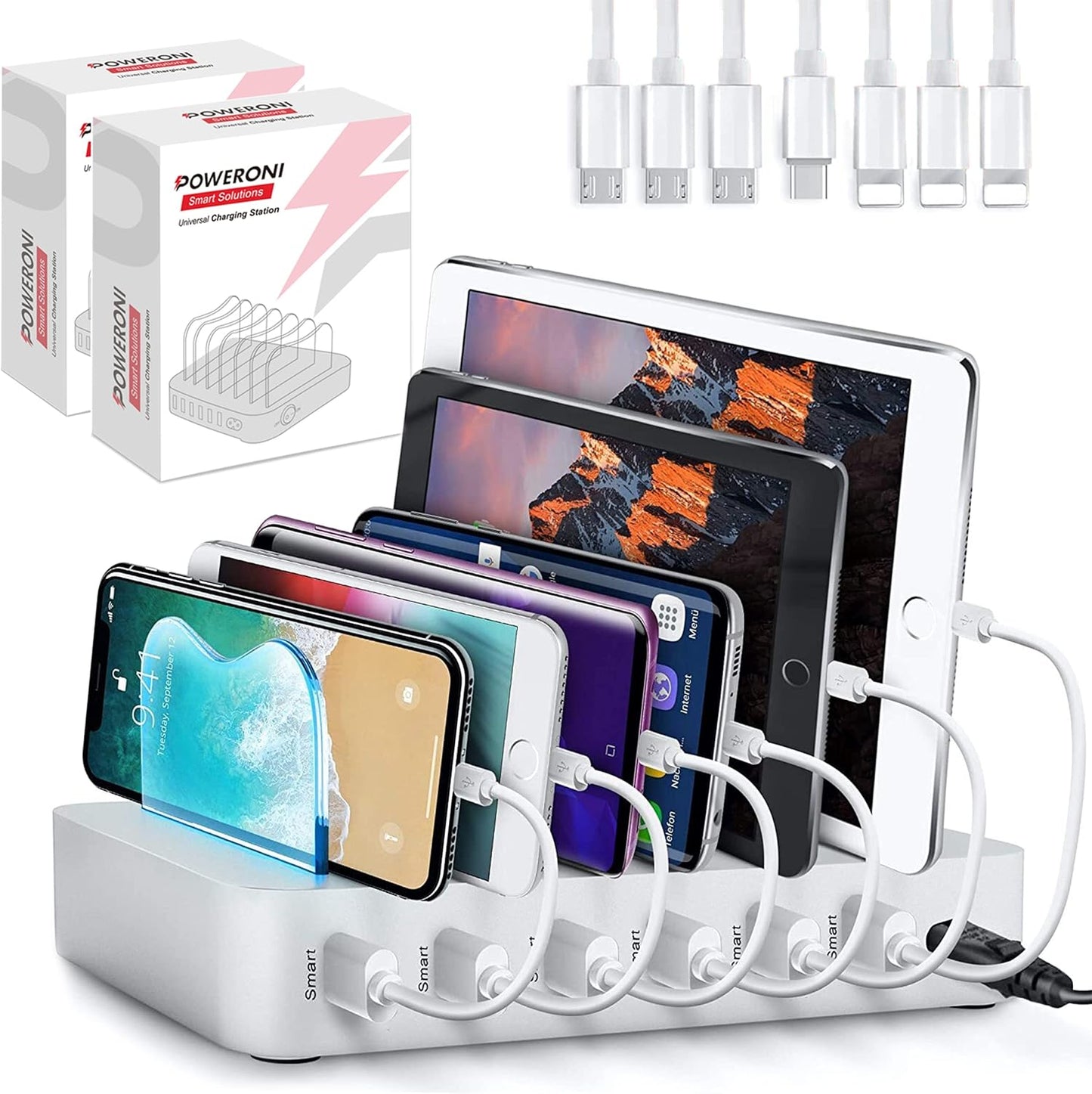 USB Charging Dock - 6-Port Fast Charging Station for Devices