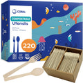 CORAL Light Brown 100% Compostable Spoons & Forks Set - Ocean-Friendly