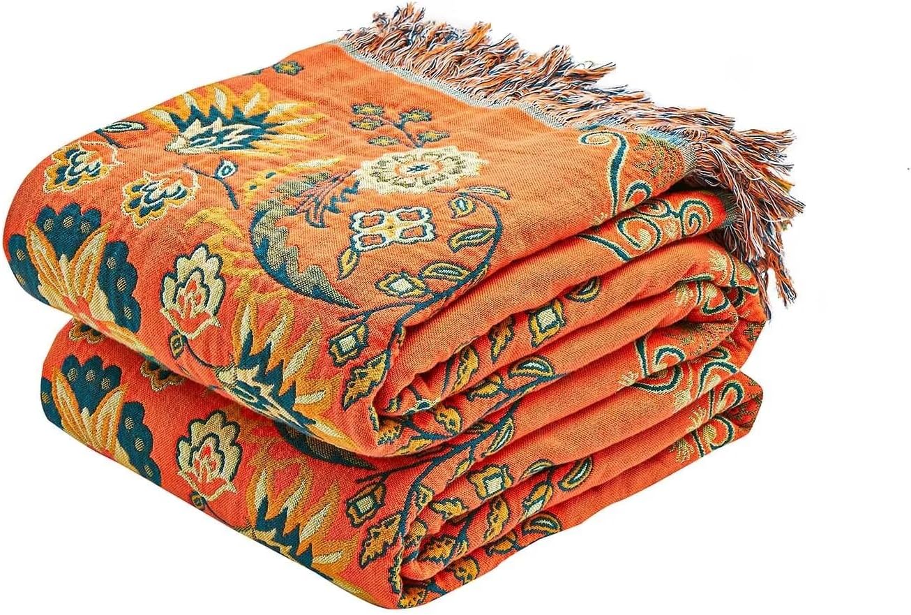 Boho Throw Blanket - 100% Cotton Luxury Quilt for All Seasons