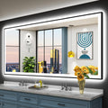 88x38 Black Framed LED Bathroom Mirror with Lights - Bright Backlit