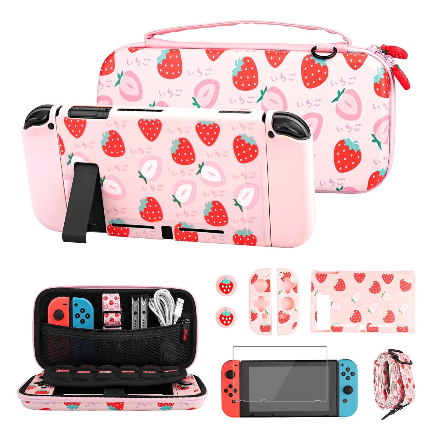 FUNDIARY Pink Travel Carrying Case for Nintendo Switch OLED