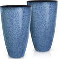 21 in Tall Tapered Round Planter Pots Pack of 2 - Glossy Marble Look
