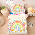 Toddler Bedding Set Rainbow Floral 4-Piece - Soft Microfiber Comfort