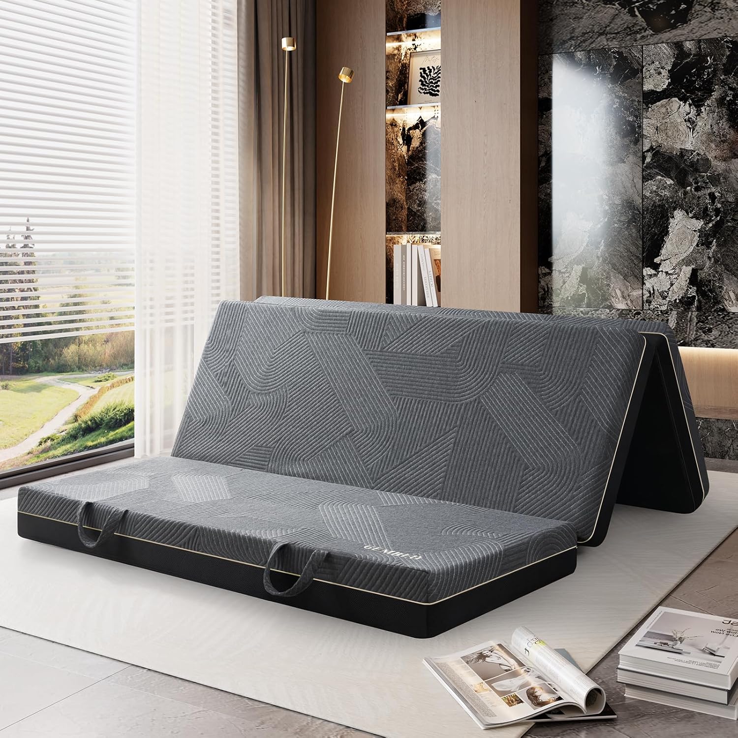 Tri Folding Mattress King Size - Portable Memory Foam Comfort