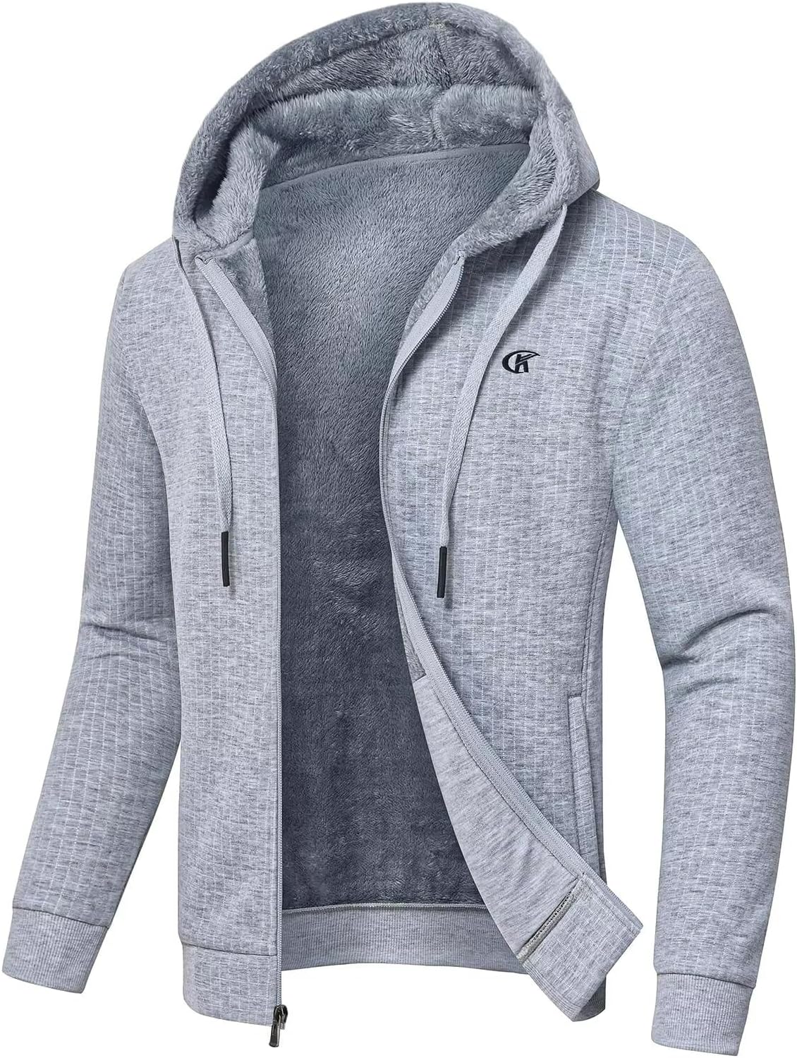 Men's Zip Up Hoodie Heavyweight Fleece Sherpa Lined Jacket