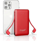 TG90 6000mAh Portable Charger with Built-in Cables - Compact Power