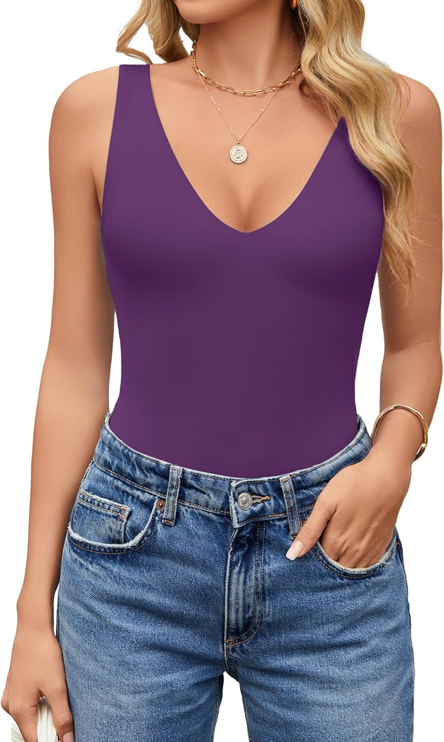 Avidlove Women's Sexy Plunge Deep V Neck Bodysuit for Outings