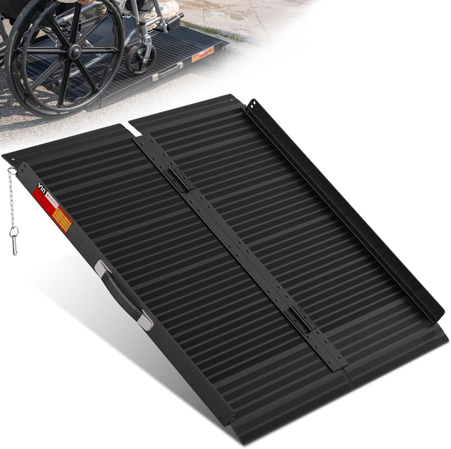 VNN Portable Wheelchair Ramp 3FT - Non-Slip Aluminum Design