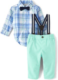 Baby Boys Button Down Shirt and Pants 2 Piece Outfit - Classic Plaid