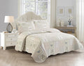 Brilliant Sunshine Grey Angel Pink Floral Quilt Set for All Seasons