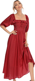 R.Vivimos Women Summer Half Sleeve Cotton Ruffled Backless A Line is