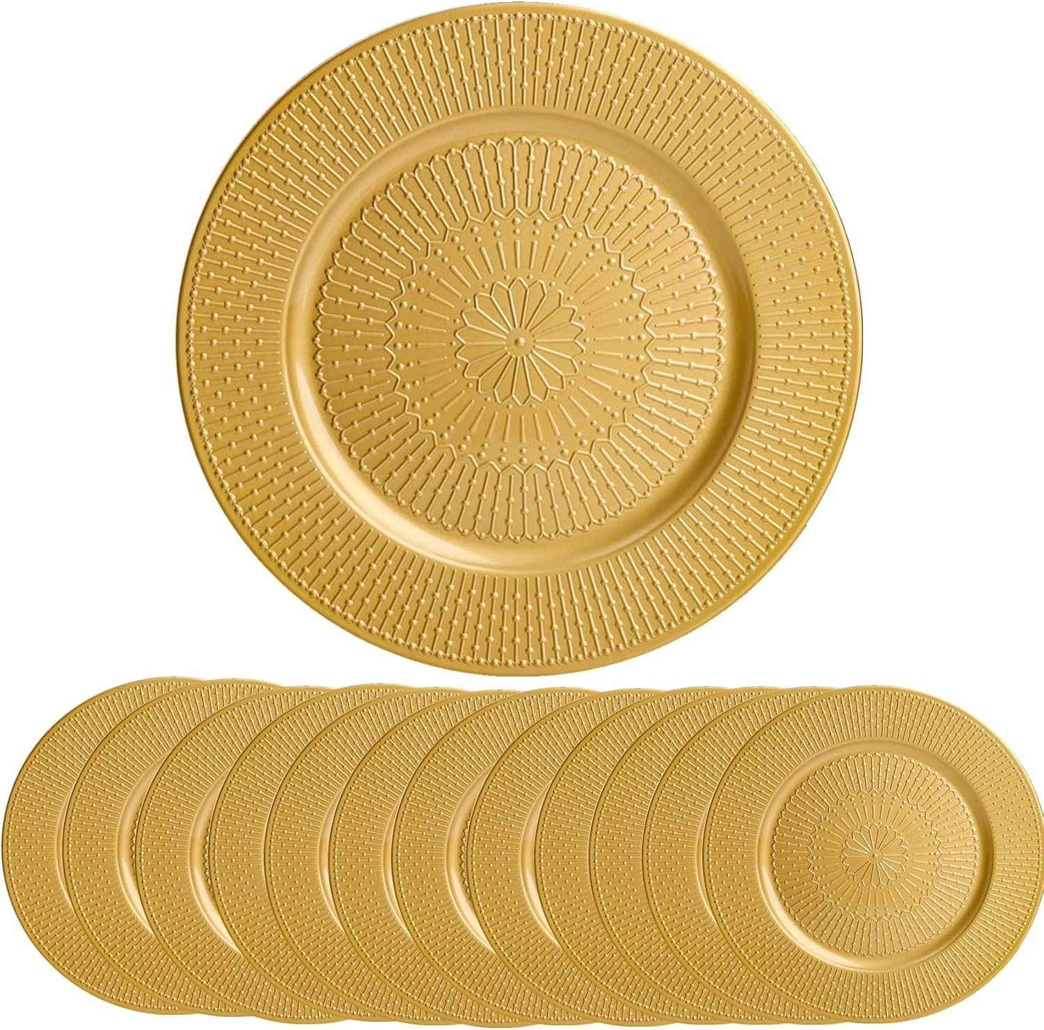 Premium Gold Charger Plates - Set of 12 - Elevate Your Dining Experience!