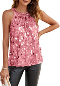 Halter Sequin Tank Top for Women - Sparkly Ruched Party Top GRACE