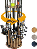 16-Rod Round Fishing Rod Holder - Space-Saving 360 Access