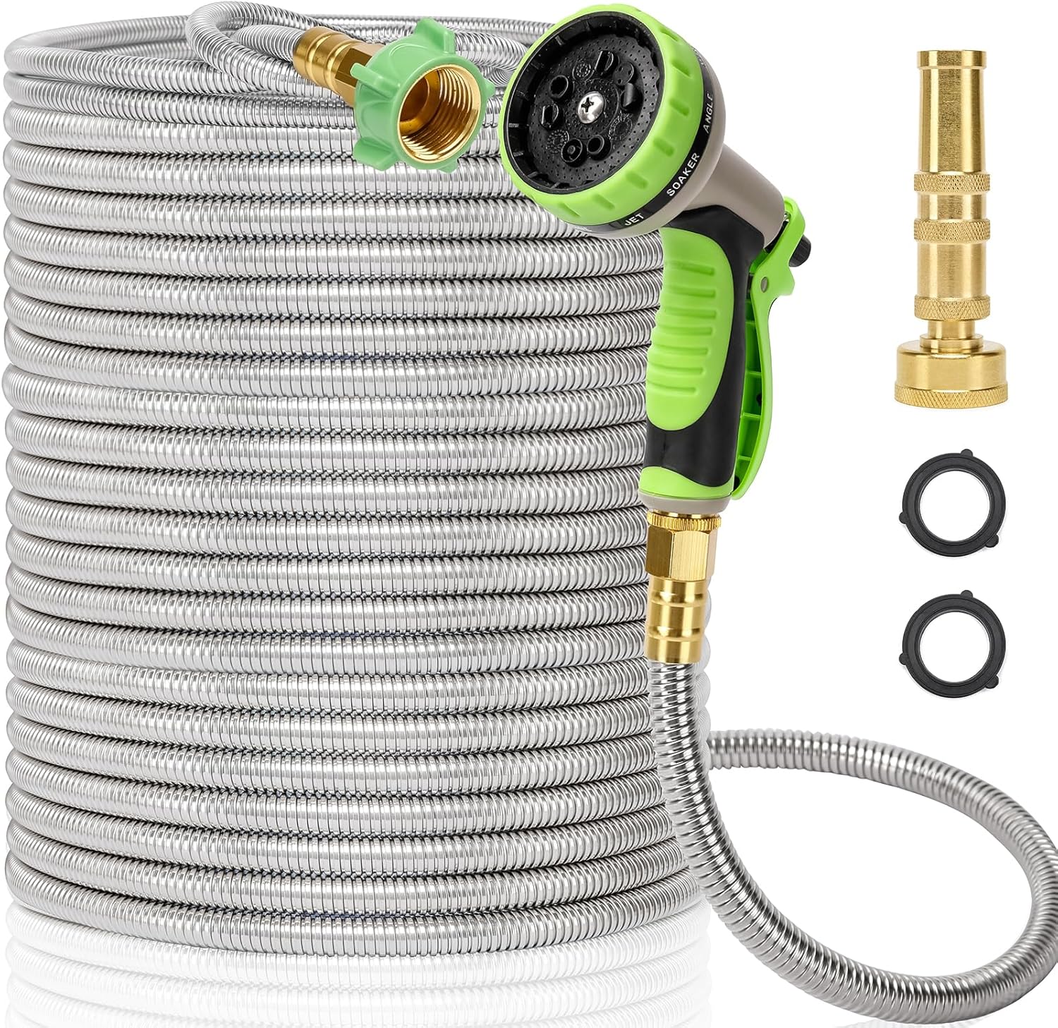 Metal Garden Hose 100FT - Heavy Duty Stainless Steel Design