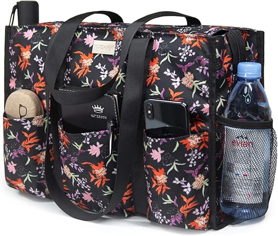 TOPDesign Utility Water Resistant Tote Bag with 13 Pockets
